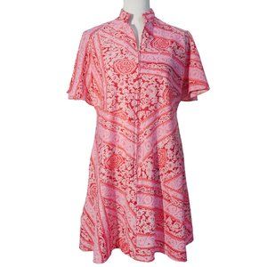 Vintage 1960s Zip-Front Pink Printed Dress by Georgie Keyloun